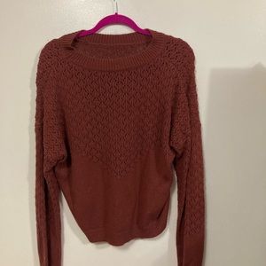 Never Been Worn Orange Pointelle Dolman Knit Sleeve Sweater